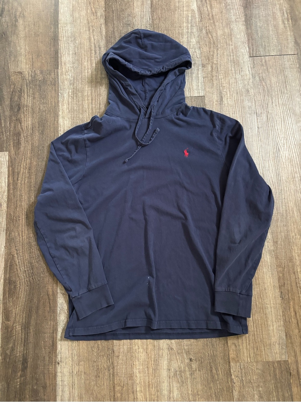 Polo by Ralph Lauren Navy Hooded Long Sleeve Shirt with Red Pony